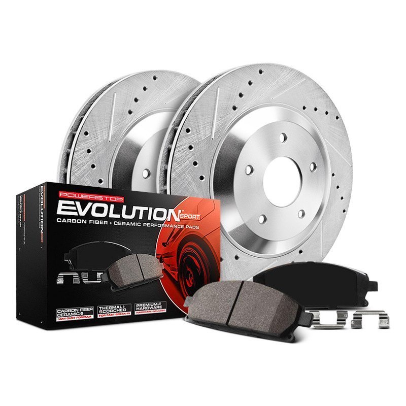 Power Stop K3063 Front Z23 Evolution Brake Kit with Drilled/Slotted Rotors and Ceramic Brake Pads 