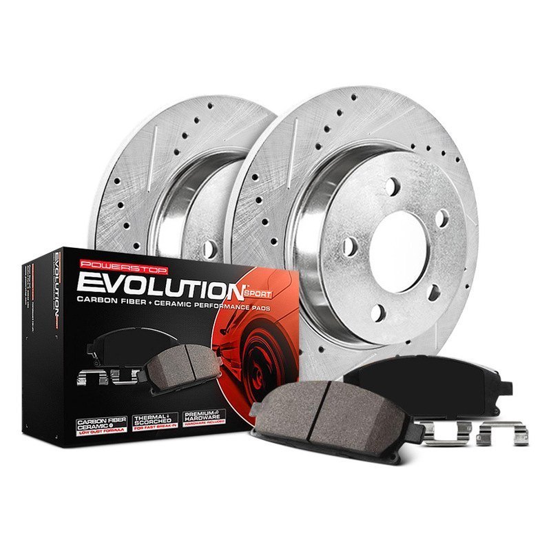 Power Stop K6280 Rear Z23 Evolution Brake Kit with Drilled/Slotted Rotors and Ceramic Brake Pads 