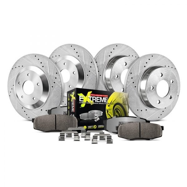  PowerStop® - 1-Click Street Warrior Z26 Drilled and Slotted Front and Rear Brake Kit without Calipers