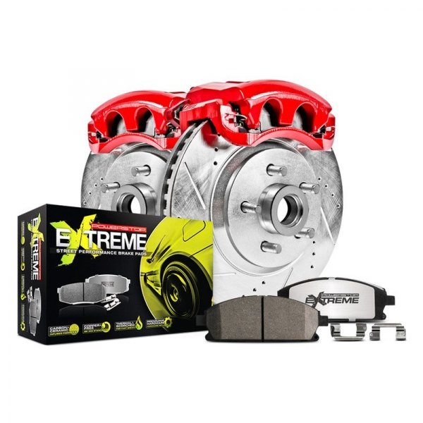  PowerStop® - 1-Click Street Warrior Z26 Drilled and Slotted Front Brake Kit with Calipers