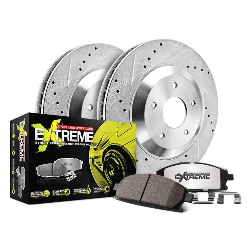 Power Stop K8360-26 Z26 Street Warrior Front and Rear Kit-Drilled/Slotted Rotors and Brake Pads 