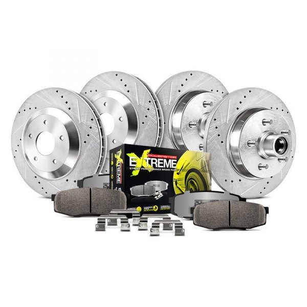  PowerStop® - 1-Click Street Warrior Z26 Drilled and Slotted Front and Rear Brake Kit without Calipers