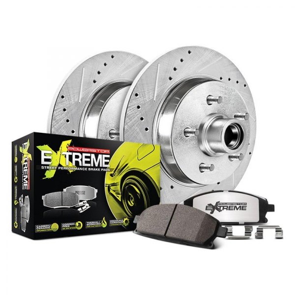  PowerStop® - 1-Click Street Warrior Z26 Drilled and Slotted Rear Brake Kit without Calipers