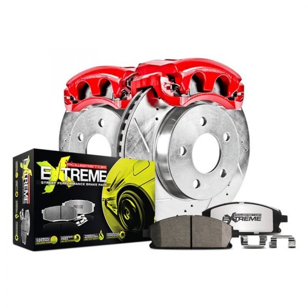  PowerStop® - 1-Click Street Warrior Z26 Drilled and Slotted Rear Brake Kit with Calipers