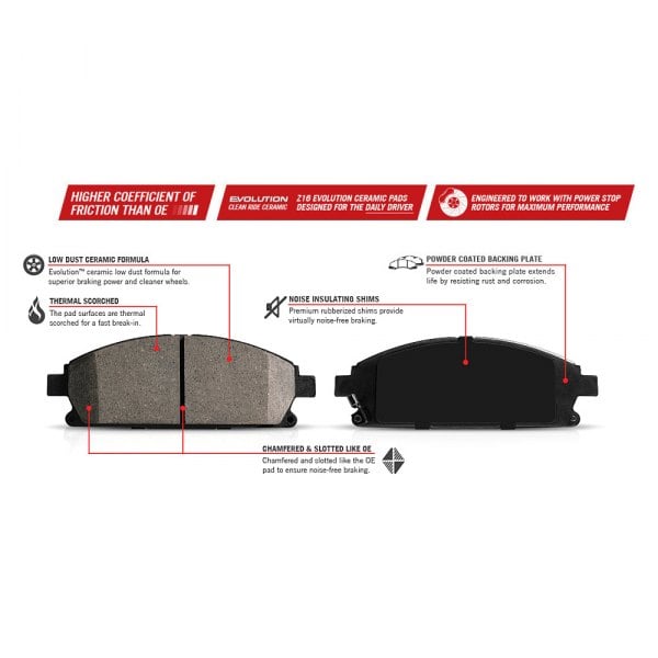 Power Stop 16-1965、Z16 Evolution リアセラミックブレーキパッド　並行輸入品 : Power Stop Z16 Low Dust Evolution Ceramic Brake Pads