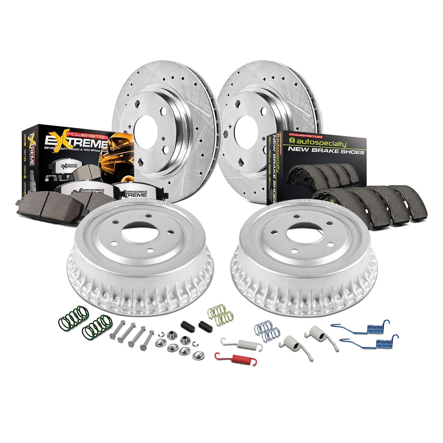 Power Stop K15075DK Front & Rear Kit with Drilled/Slotted Rotors and Z23 Evolution Ceramic Brake Pads 