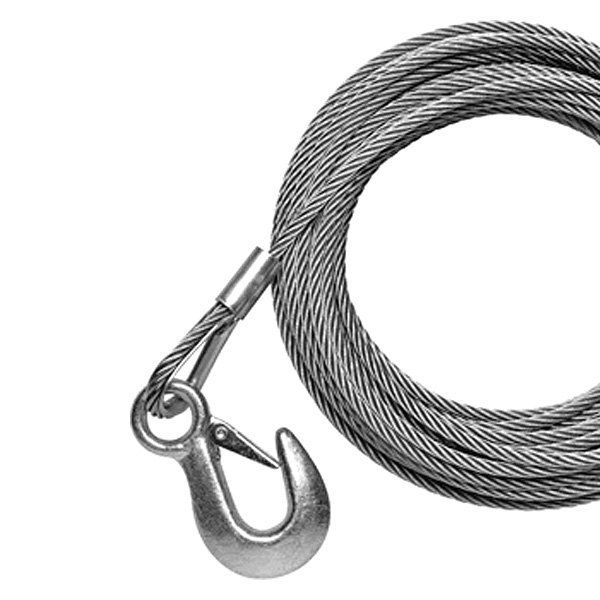 Powerwinch® - 7/32" x 25' Stainless Steel Replacement Winch Cable with Hook