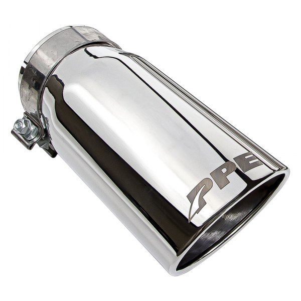 PPE® - Stainless Steel Round Rolled Edge Angle Cut Polished Chrome Exhaust Tip
