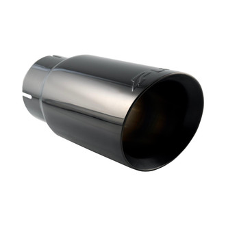 PPE® - 304 SS Round Rolled Edge Clamp-On Double-Wall Black Exhaust Tip (4" Inlet, 5" Outlet)