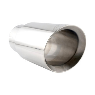 PPE® - 304 SS Round Rolled Edge Clamp-On Double-Wall Polished Exhaust Tip (4" Inlet, 5" Outlet)