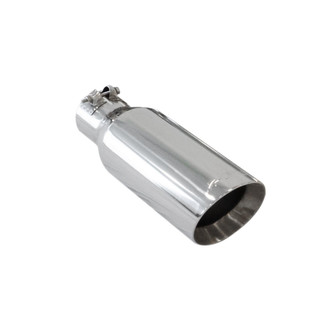 PPE® - 304 SS Round Rolled Edge Bolt-On Double-Wall Polished Exhaust Tip (2.5" Inlet, 4" Outlet, 13'' Length)
