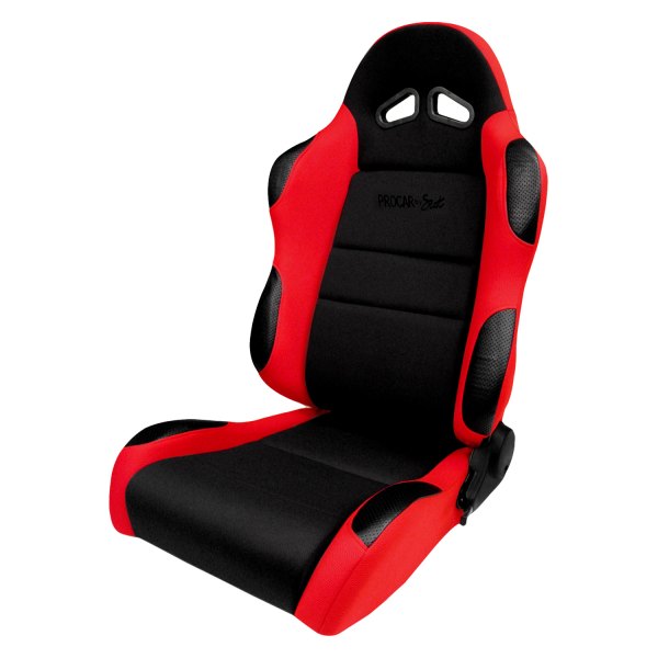 Procar® - Sportsman™ Driver Side Black Velour Inside, Red Velour Wings & Side Bolsters Sport Seat