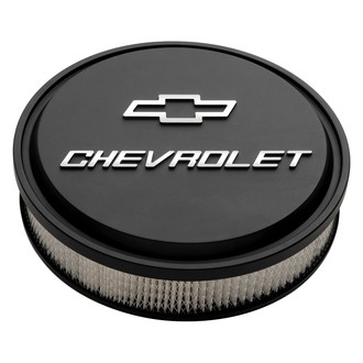 Proform® - Officially Licensed GM White Die Cast Aluminum Air Cleaner Assembly with Raised Chevy Bowtie Logo (14")