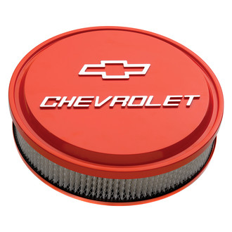 Proform® - Officially Licensed GM White Die Cast Aluminum Air Cleaner Assembly with Raised Chevy Bowtie Logo (14")