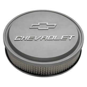 Proform® - Officially Licensed GM White Die Cast Aluminum Air Cleaner Assembly with Raised Chevy Bowtie Logo (14")