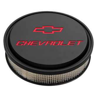 Proform® - Officially Licensed GM White Die Cast Aluminum Air Cleaner Assembly with Recessed Chevy Bowtie Logo (14")