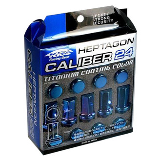 Project Kics® - Heptagon Caliber Titanium Blue Cone Seat Lug Nuts