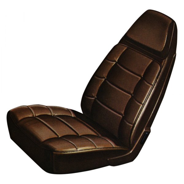  PUI Interiors® - Black Belmont Grain Vinyl with Leather Inserts Bucket Seat Cover