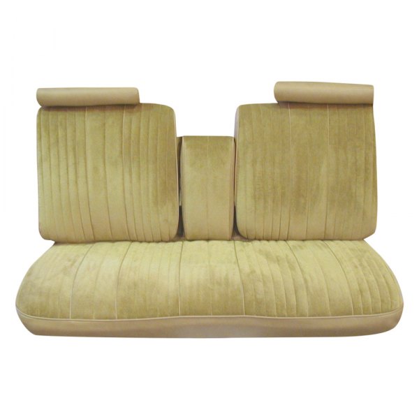  PUI Interiors® - Camel Madrid Grain Vinyl with Empress Cloth Inserts Bench Seat Cover With Armrest