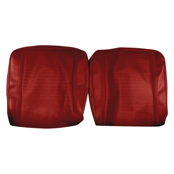  PUI Interiors® - Red Madrid Grain Vinyl with fish-scale textured vinyl Inserts Bench Seat Cover