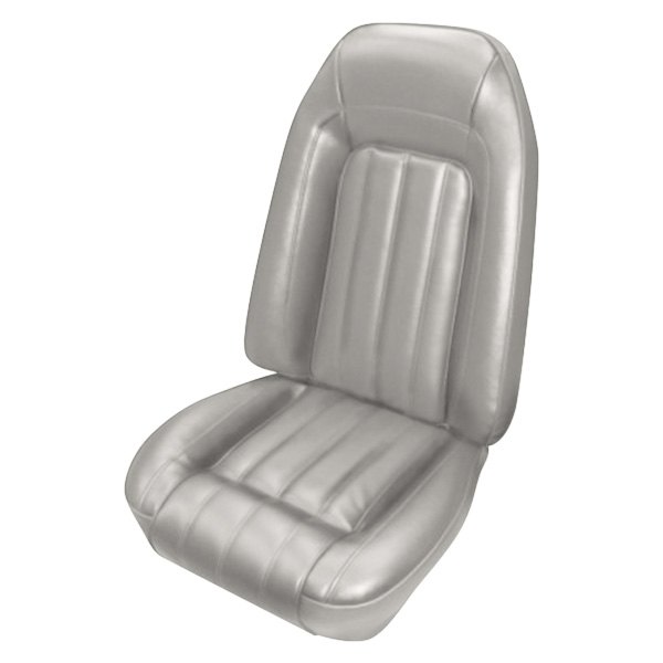  PUI Interiors® - White Madrid Grain Vinyl with Tetra Grain Vinyl Inserts Bucket Deluxe Style Seat Cover