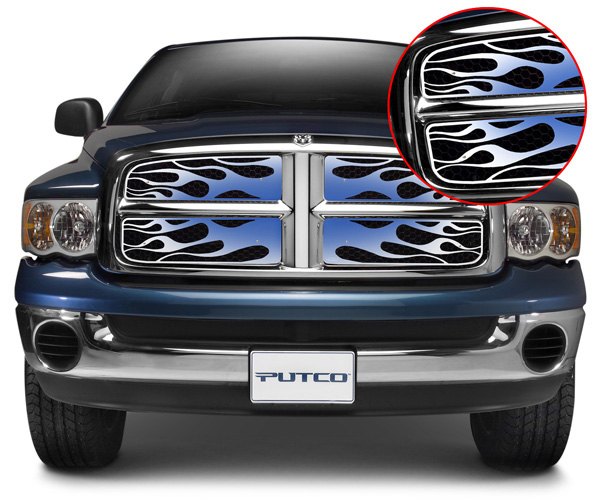 Flaming Inferno Stainless Steel Grilles - Blue