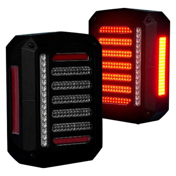 Putco® - LuminiX Black Sequential Fiber Optic LED Tail Lights, Jeep Wrangler