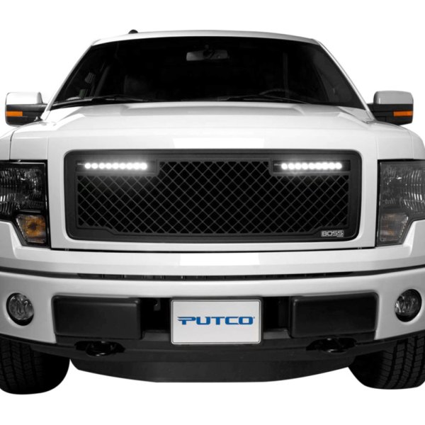 Putco® - 1-Pc Lighted Boss LED Black Powder Coated CNC Machined Main Grille