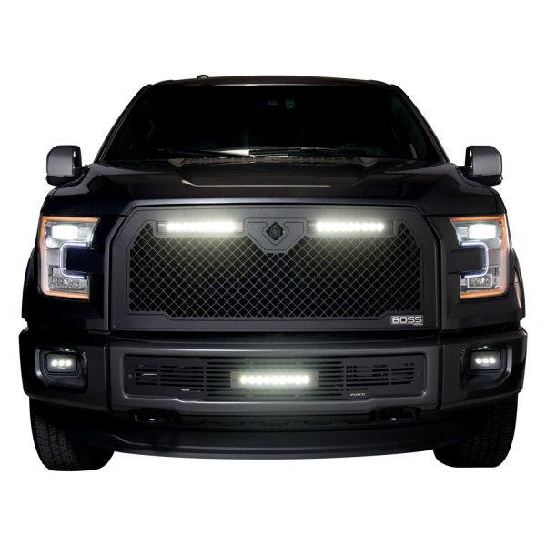 Putco® - 1-Pc Lighted Boss LED Black Powder Coated CNC Machined Main Grille