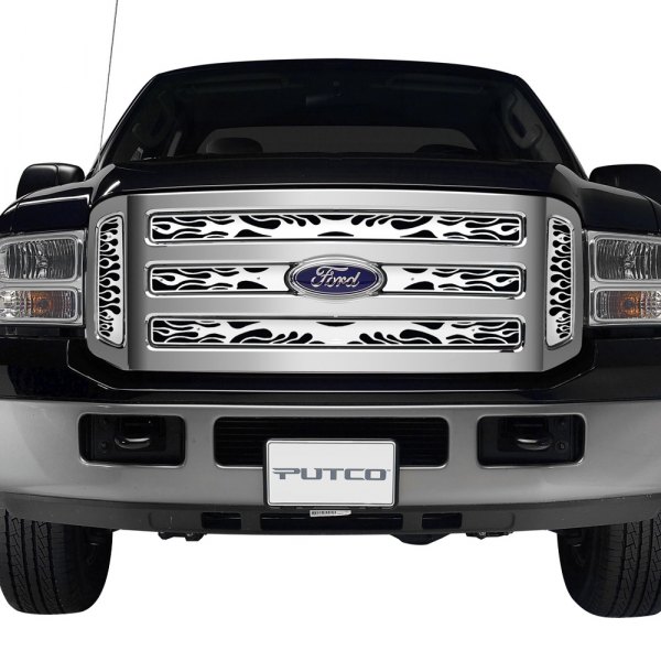 Putco® - 3-Pc Flaming Inferno Style Polished CNC Machined Main Grille