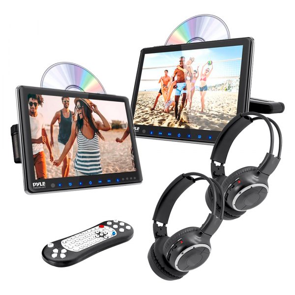 Pyle® - Car Video Entertainment System with 10.5" Dual Display Monitors and Wireless Headphones