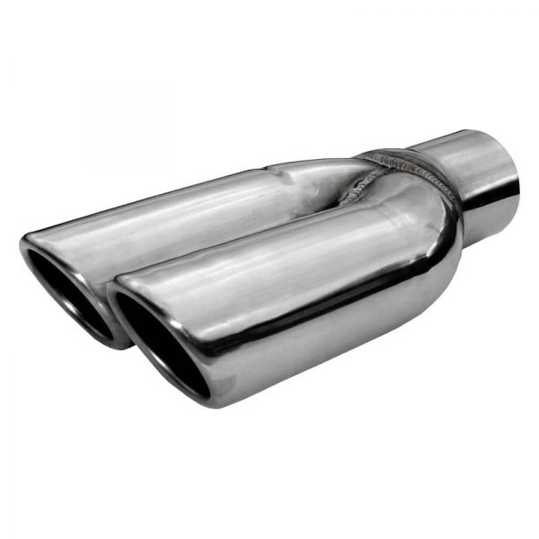Pypes® - 304 SS Round Rolled Edge Angle Cut Dual Polished Splitters Exhaust Tips