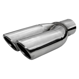 Pypes® - 304 SS Round Rolled Edge Angle Cut Slip-Fit Dual Polished Splitters Exhaust Tips