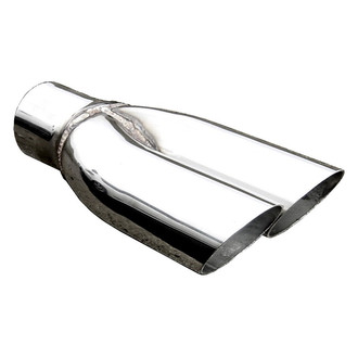 Pypes® - 304 SS Round Non-Rolled Edge Angle Cut Slip-Fit Dual Polished Splitters Exhaust Tips