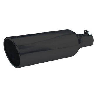 Pypes® - Monster Truck 304 SS Round Angle Cut Bolt-On Black Exhaust Tip (2.5" Inlet, 5" Outlet, 18" Length)