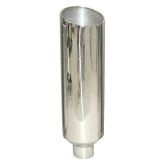 Pypes® - 304 SS Angle Straight Style Rolled Edge Polished Exhaust Stack (5" Inlet, 10" Outlet, 36" Height)