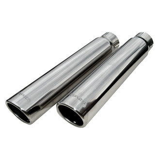 Pypes® - 304 SS Round Angle Cut Slip-Fit Polished Exhaust Tip (2.5" Inlet, 3" Outlet, 12" Length)