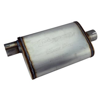 Pypes® - Race-Pro Series 409 SS Oval Gray Exhaust Muffler (2.5" Offset ID, 2.5" Center OD, 14" Length)