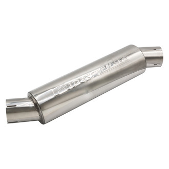 Pypes® - M-80 Series 304 SS Round Silver Exhaust Muffler (2.5" Center ID, 2.5" Center OD, 14" Length)