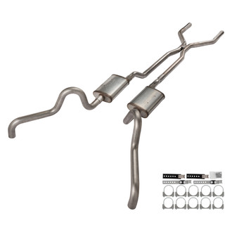 Pypes® - 409 SS H-Pipe Crossmember-Back Exhaust System with Split Side Exit