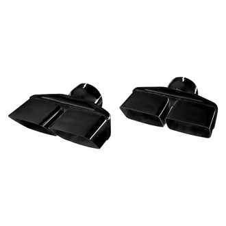 Pypes® - 304 SS Dual Rectangular Angle Cut Clamp-On Black Exhaust Tips
