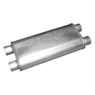 Pypes® - Race-Pro Series 409 SS Oval Gray Exhaust Muffler (2.5" Dual ID, 2.5" Dual OD, 18" Length)