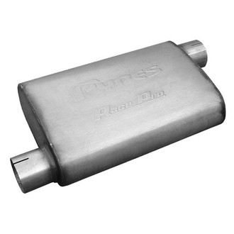 Pypes® - Race-Pro Series 409 SS Oval Gray Exhaust Muffler (2.5" Offset ID, 2.5" Offset OD, 14" Length)