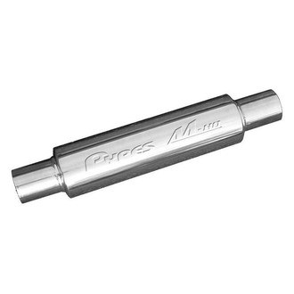 Pypes® - Race-Pro Series 304 SS Round Silver Exhaust Muffler (3" Center ID, 3" Center OD, 14" Length)
