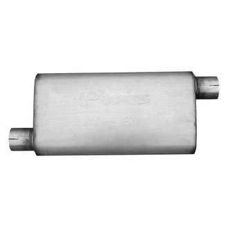 Pypes® - Race-Pro Series 409 SS Oval Gray Exhaust Muffler (2.5" Offset ID, 2.5" Offset OD, 18" Length)