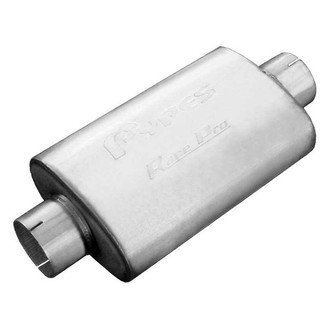 Pypes® - Race-Pro Series 409 SS Oval Gray Exhaust Muffler (3.5" Center ID, 3.5" Center OD, 14" Length)