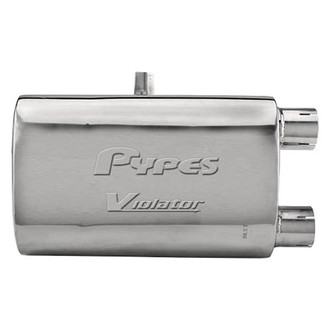 Pypes® - Violator Series 304 SS Silver Exhaust Muffler (2.5" Offset ID, 2.5" Offset OD, 16" Length)