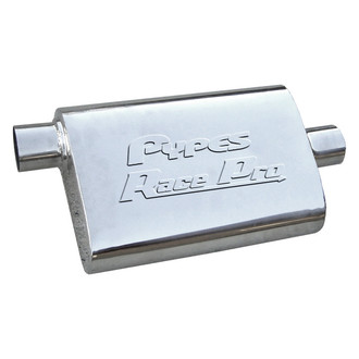 Pypes® - Race-Pro Series 304 SS Oval Silver Exhaust Muffler (2.5" Offset ID, 2.5" Center OD, 14" Length)