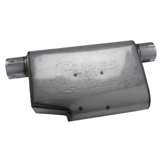 Pypes® - Street-Pro Series 409 SS Gray Exhaust Muffler (2.5" Offset ID, 2.5" Offset OD, 18" Length)