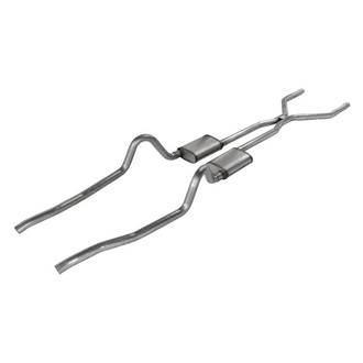 Pypes® - 409 SS H-Bomb Crossmember-Back Exhaust System with Split Rear Exit